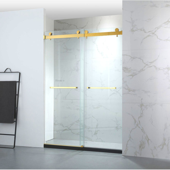 Hometo 55'' 60'' W x 76'' H Double Sliding Frameless Shower Door with